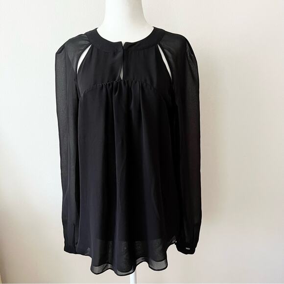 1. State Black Chiffon Black Cutout Blouse - Picture 1 of 6